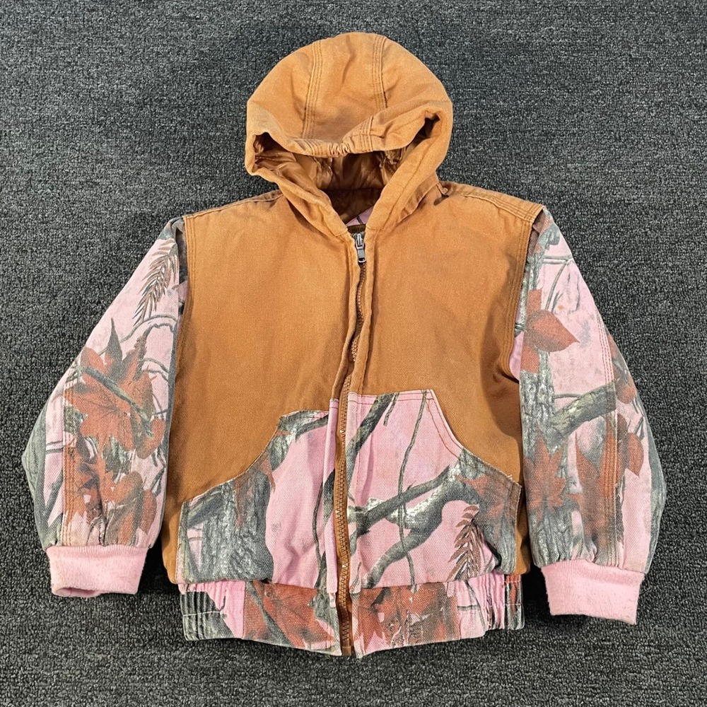 Outdoor Habitat Hooded Jacket Toddler 4T Tan Pink Camo Good Quilted Workwear